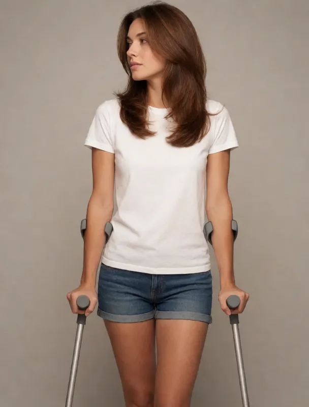 standing with a pair of forearm crutches by krea 2