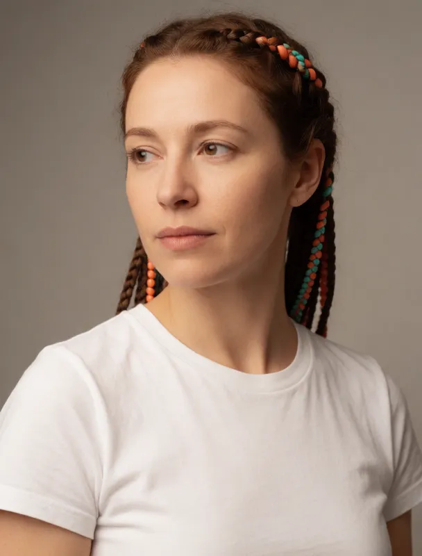 braids strung with coral and turquoise by krea 2