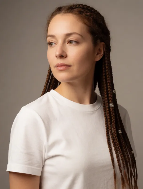 long braids with silver beads by krea 2
