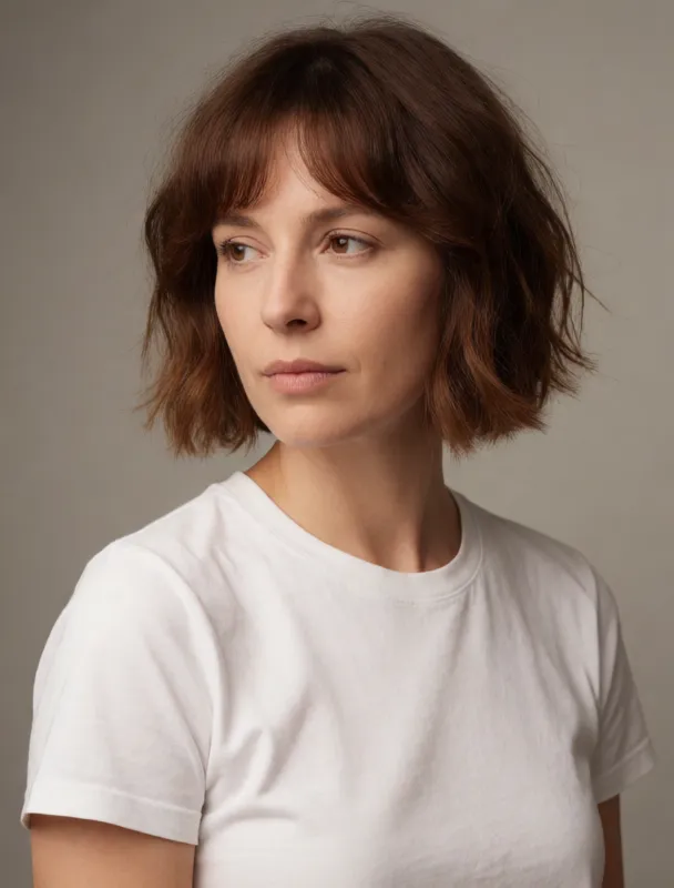 messy french bob with bangs by krea 2