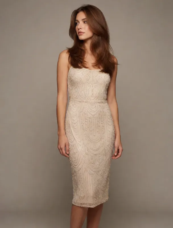 beaded midi sheath dress by krea 2