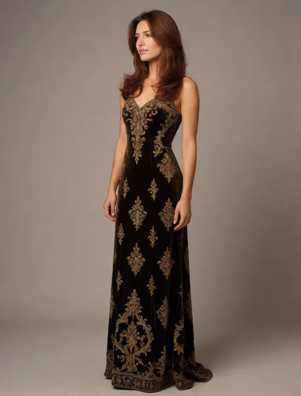 bindall velvet gown with gold embroidery by krea 2