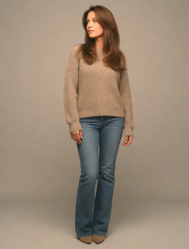 chunky knit sweater with straight jeans by krea 2