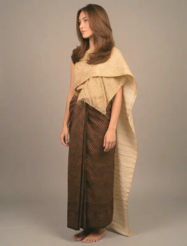chut thai wrap skirt with sabai shoulder cloth by krea 2