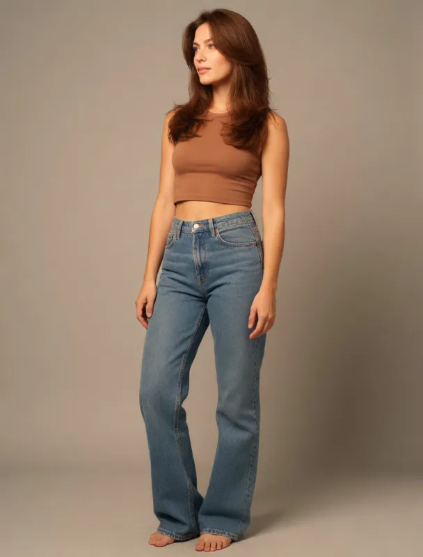crop top with high waisted jeans by krea 2