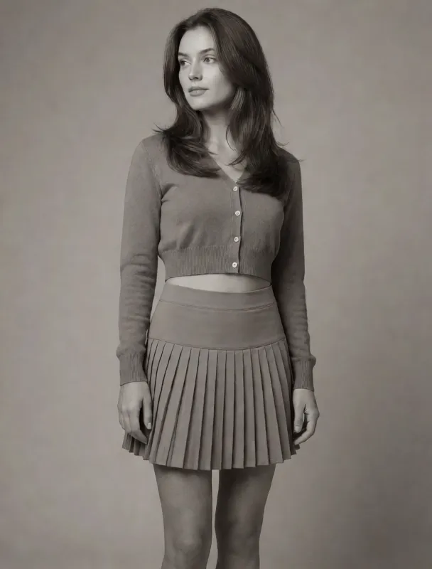 cropped cardigan with a pleated tennis skirt by krea 2