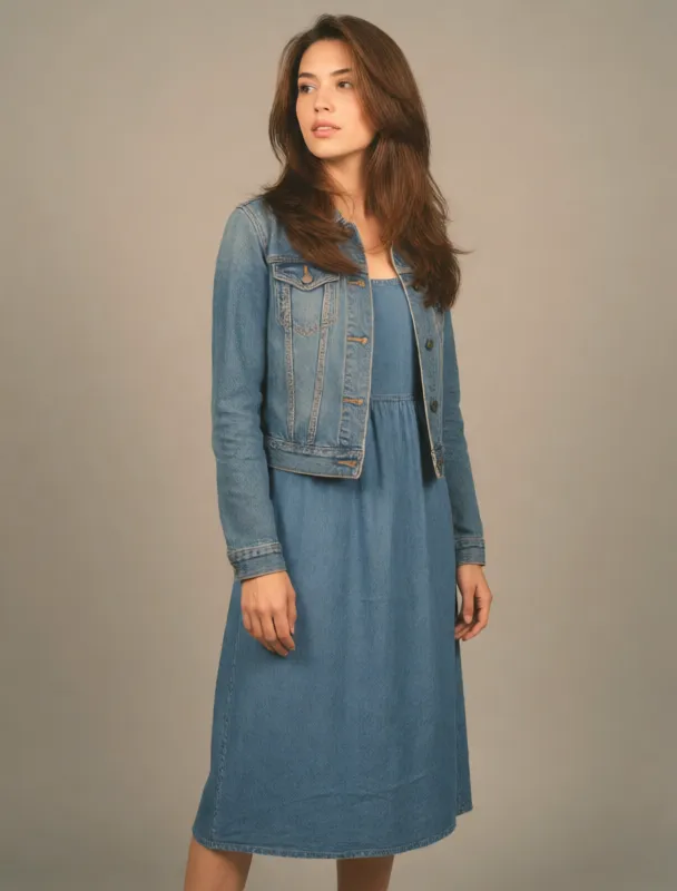 denim jacket over a sundress by krea 2