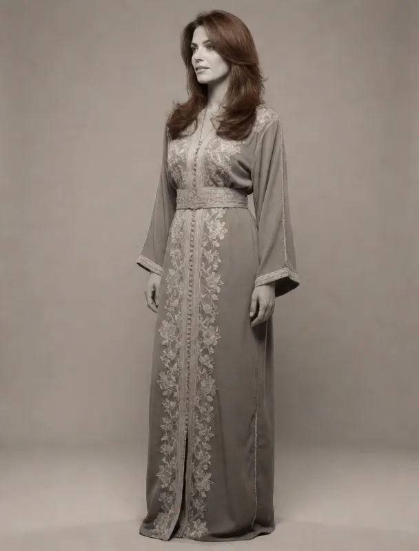 embroidered kaftan with wide belt by krea 2