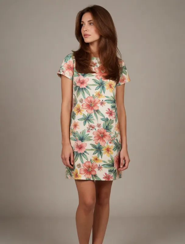 floral island print shift dress by krea 2