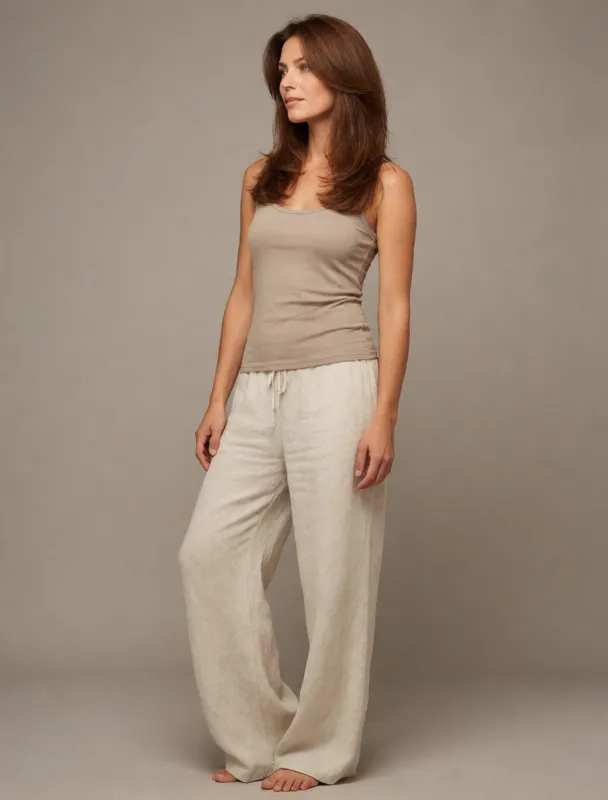 flowy linen pants with a tank top by krea 2
