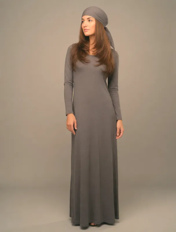 long sleeve maxi dress with a headscarf by krea 2