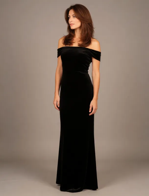 off shoulder velvet evening gown by krea 2