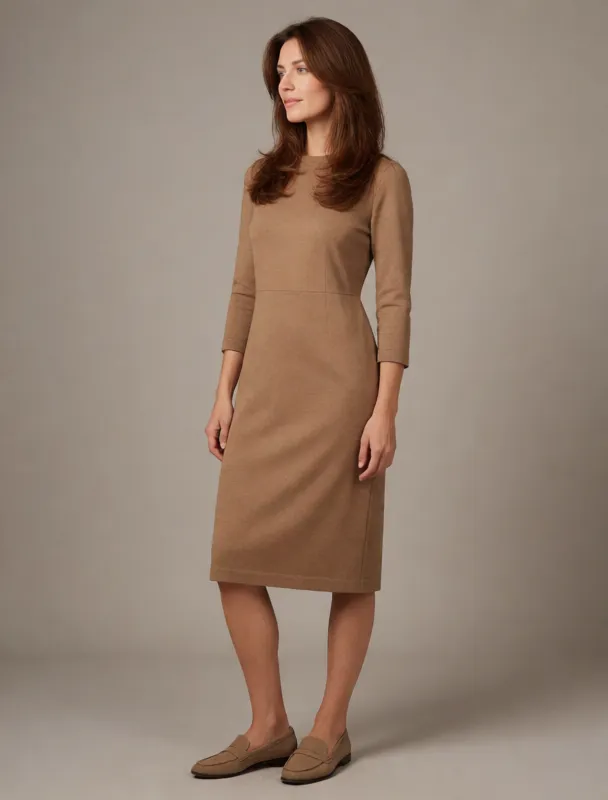 ponte knit dress with loafers by krea 2