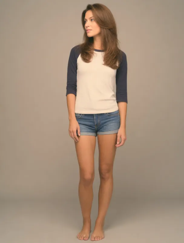 raglan tee with denim shorts by krea 2