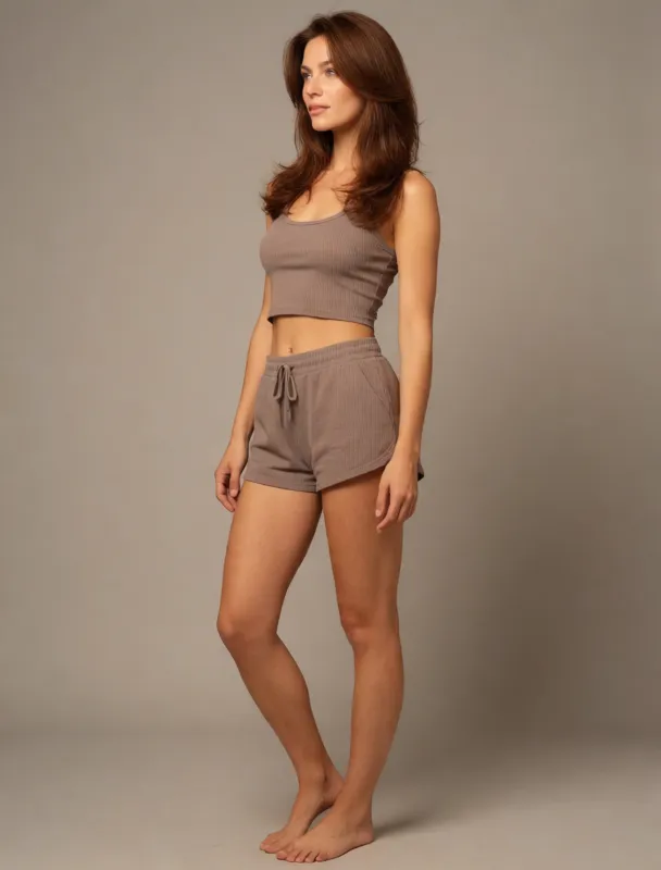 ribbed crop top with lounge shorts by krea 2