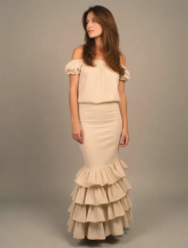 ruffled merengue skirt with off shoulder blouse by krea 2