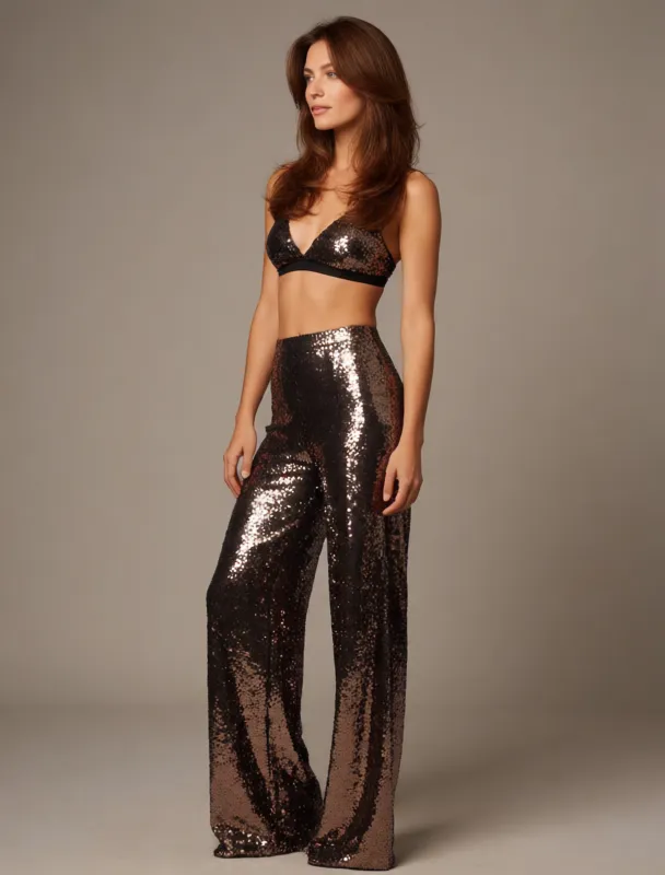 sequined bralette with wide leg pants by krea 2