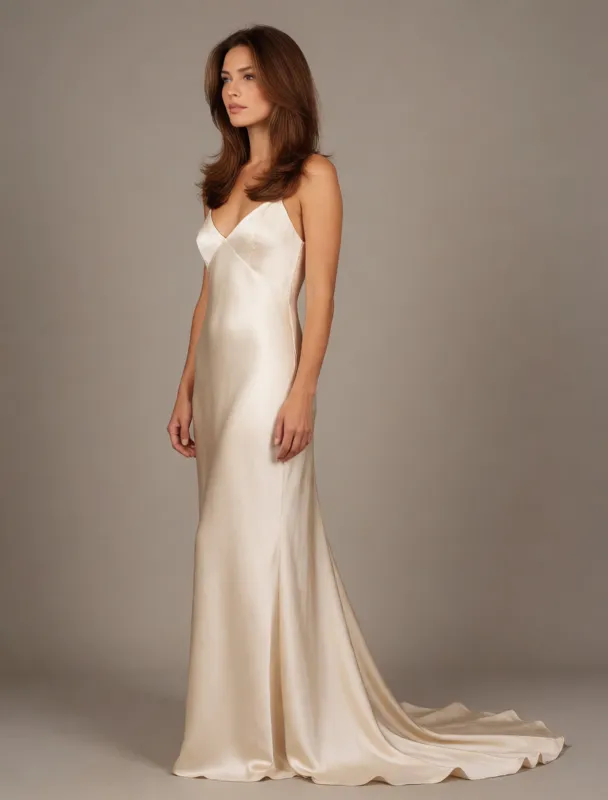 silk slip gown with a long train by krea 2