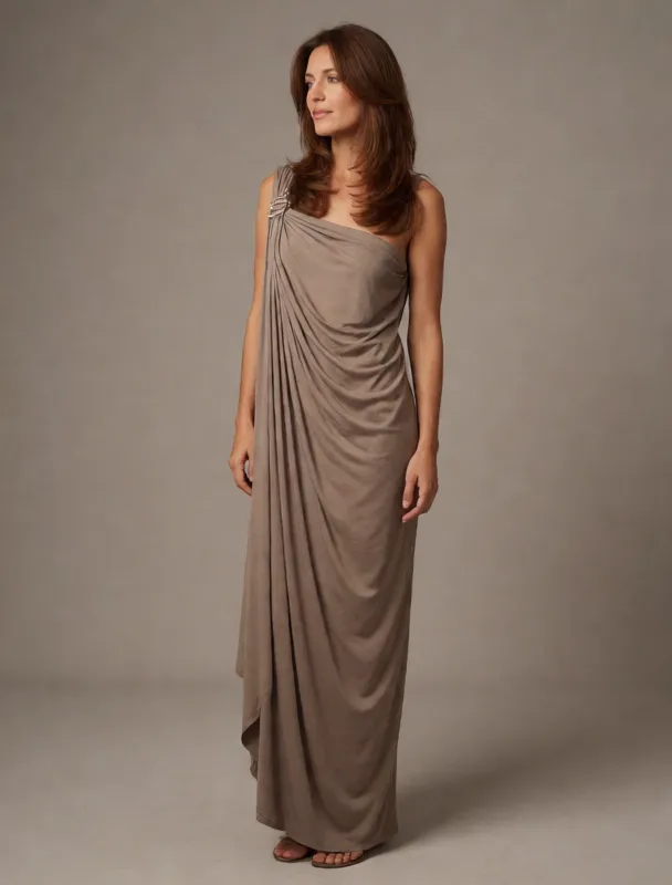 tamelhaft draped dress with silver fibula brooches by krea 2