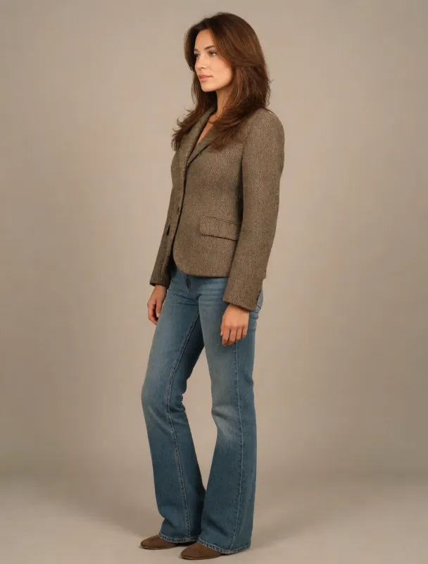 tweed blazer with straight jeans by krea 2