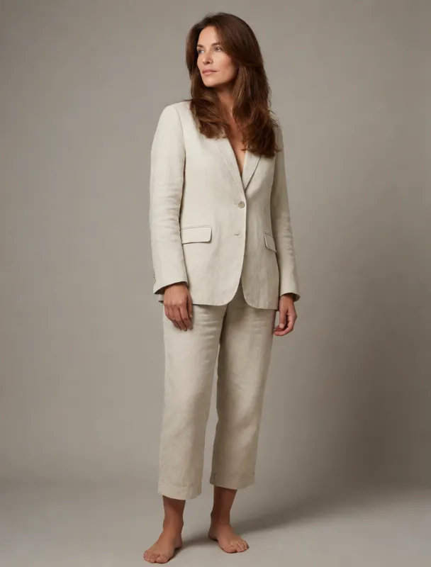 unstructured linen blazer with cropped pants by krea 2