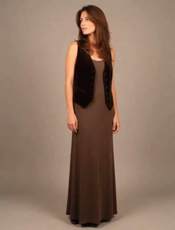 velvet kamzol vest over long dress by krea 2