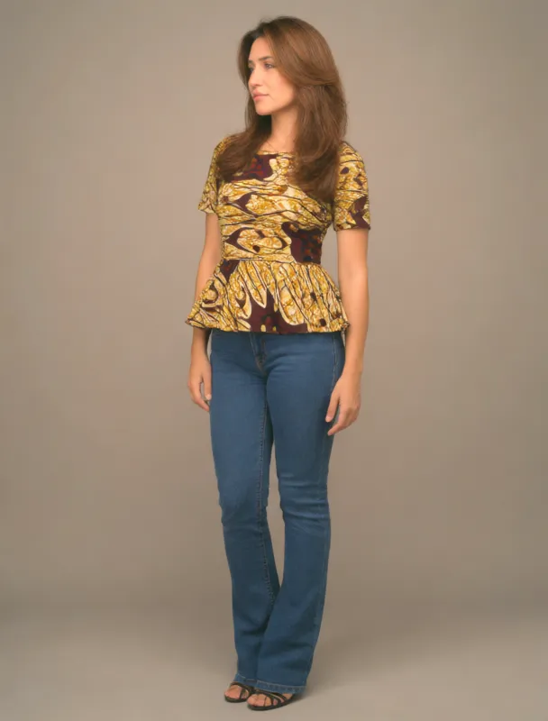 wax print peplum top with jeans by krea 2
