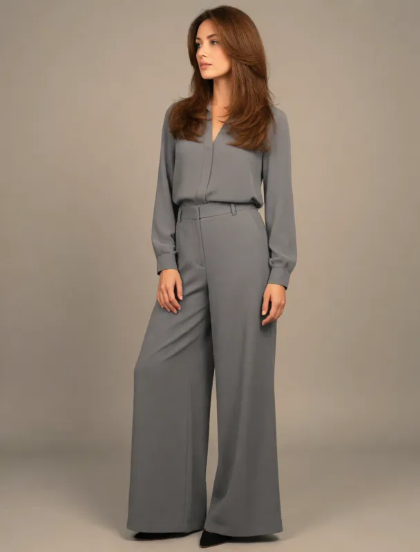 wide leg slacks with a tucked in blouse by krea 2