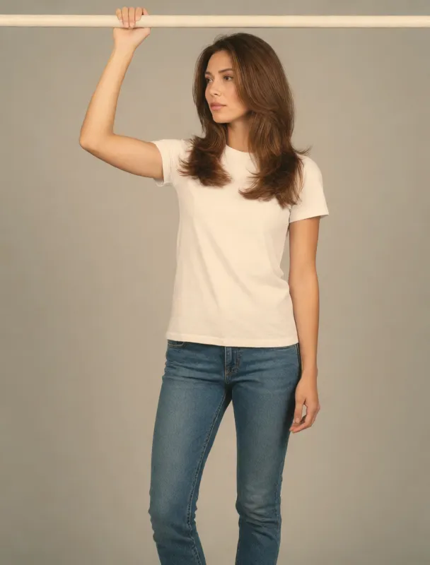 standing and holding an overhead horizontal bar with one hand by krea 2