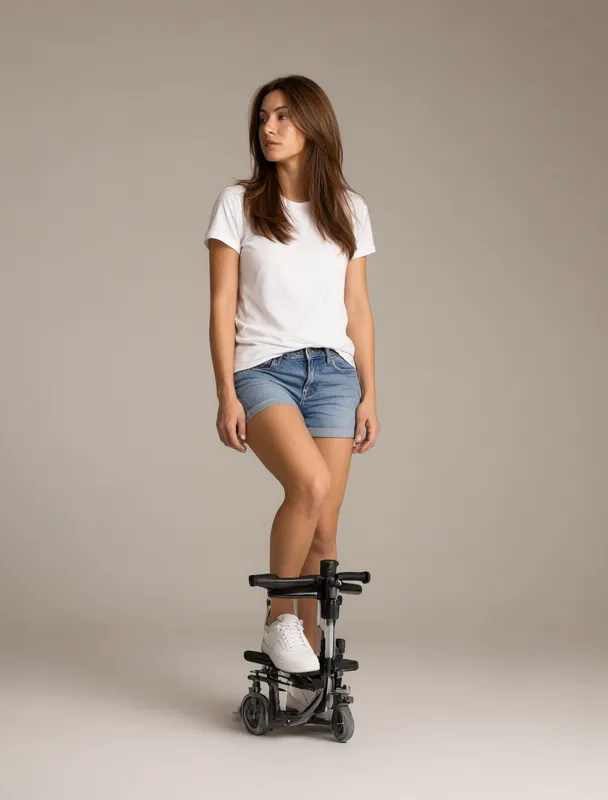resting one knee on a knee scooter by qwen image 2.1