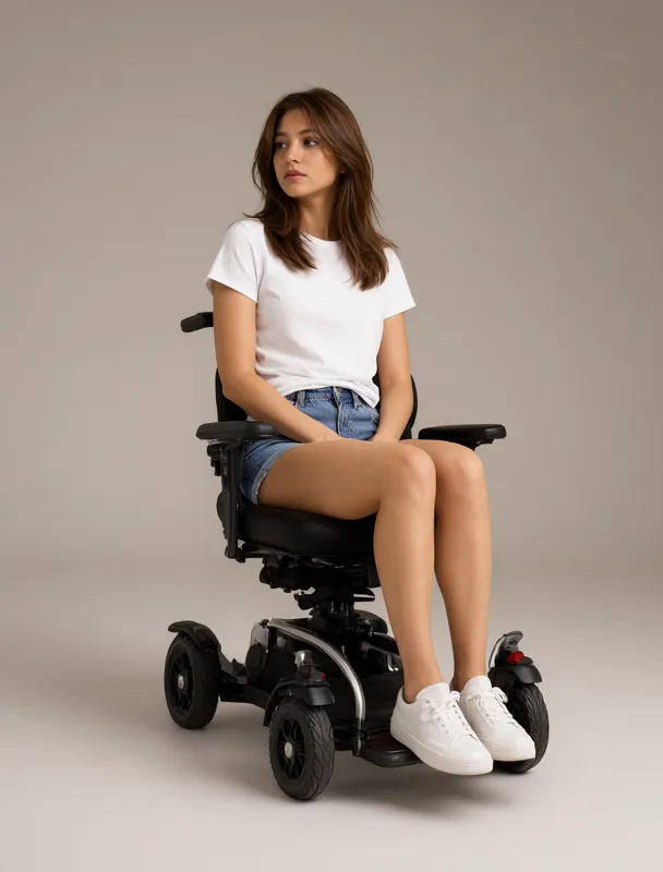 sitting on a mobility scooter by qwen image 2.1