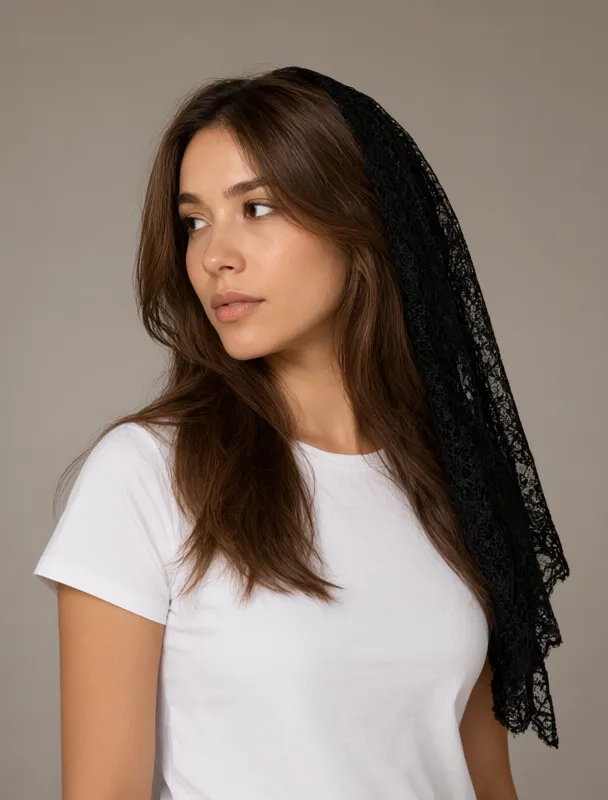 black lace mantilla by qwen image 2.1