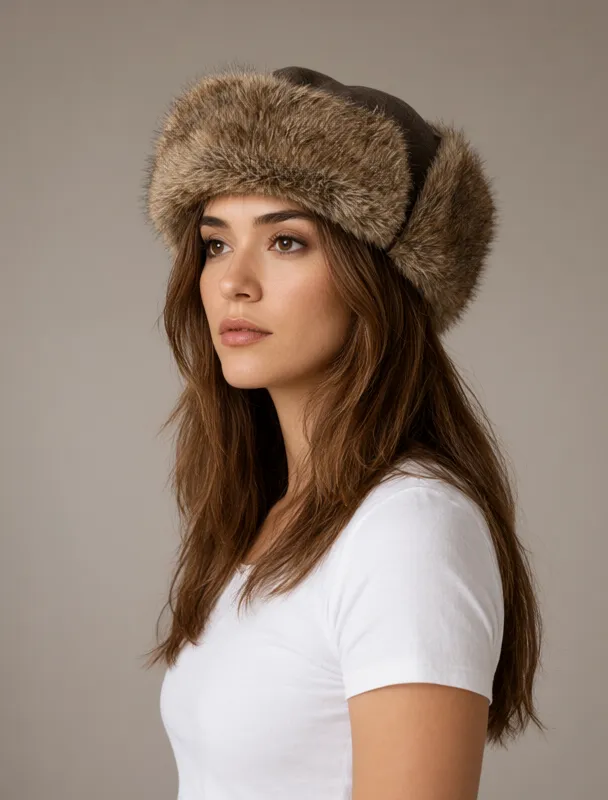 fur trimmed felt hat by qwen image 2.1