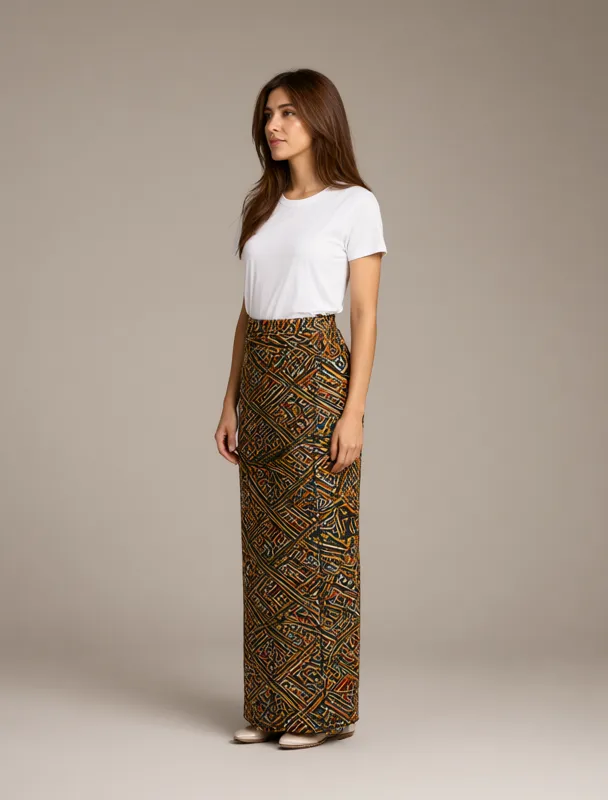 aso oke handwoven wrapper skirt by qwen image 2.1