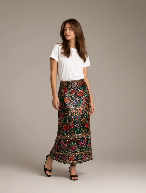 china poblana sequined skirt by qwen image 2.1