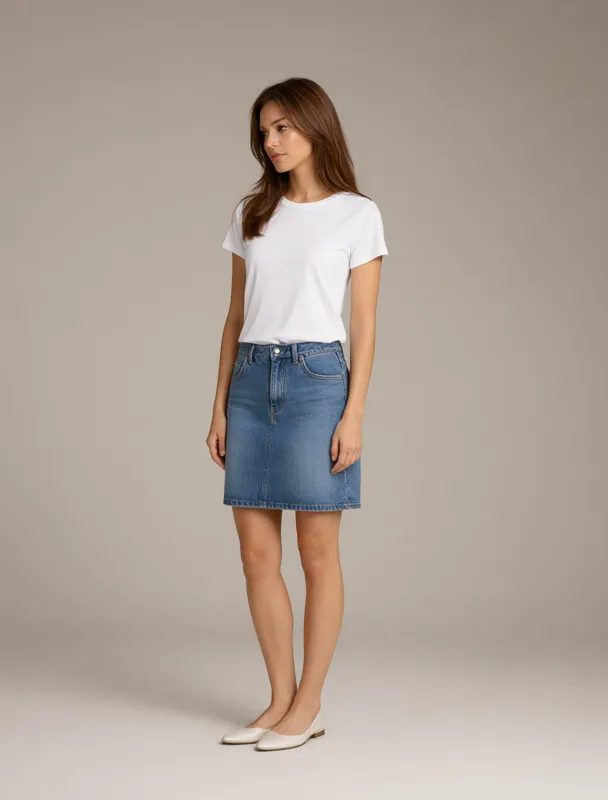 denim skirt by qwen image 2.1