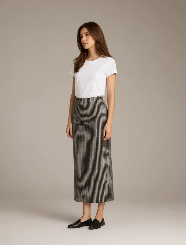 lowicz striped wool skirt by qwen image 2.1