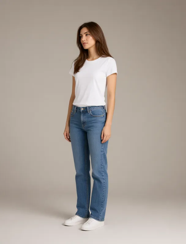 straight leg jeans by qwen image 2.1