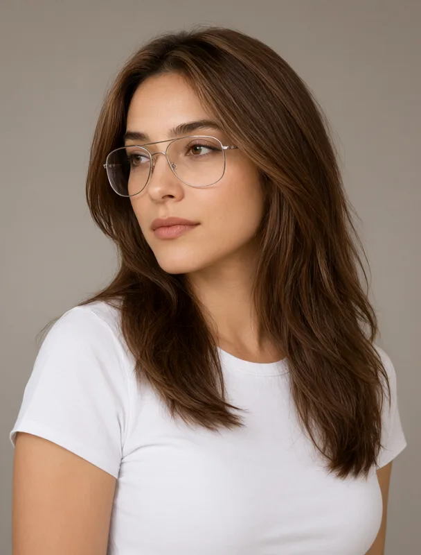 clear lens aviator glasses by qwen image 2.1