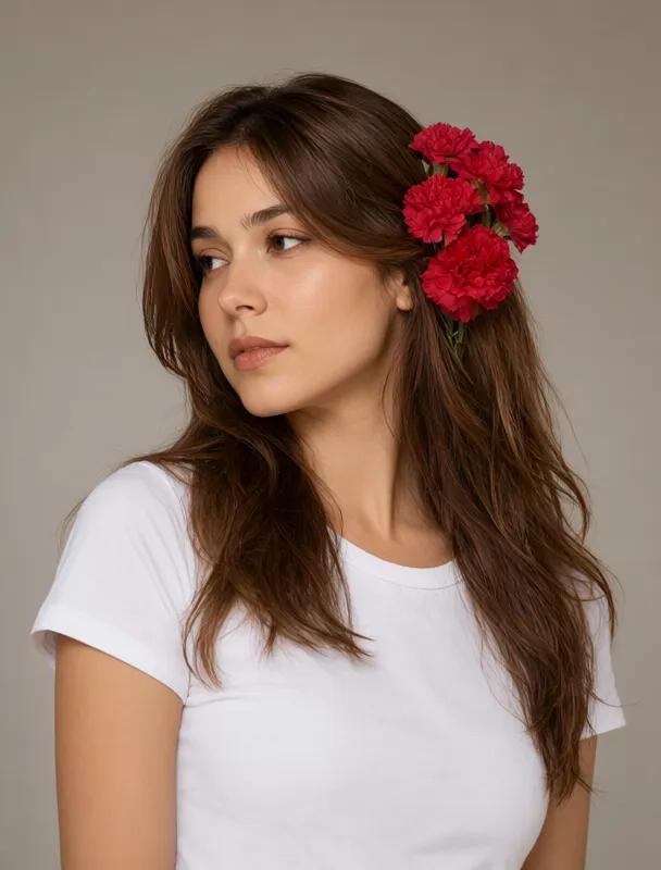 carnations in her hair by qwen image 2.1