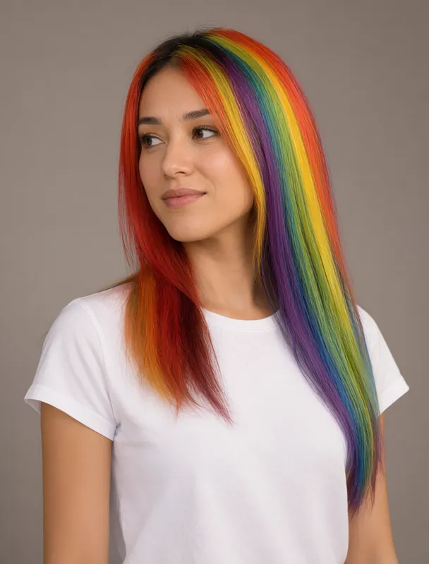 vertical rainbow stripes by qwen image 2.1