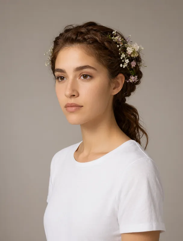 braided crown with flowers by qwen image 2.1