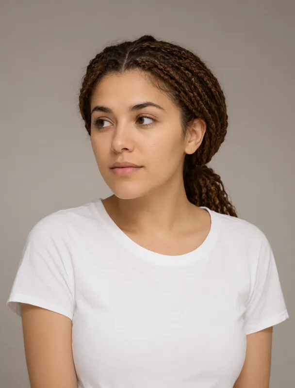 braids coiled over her ears by qwen image 2.1