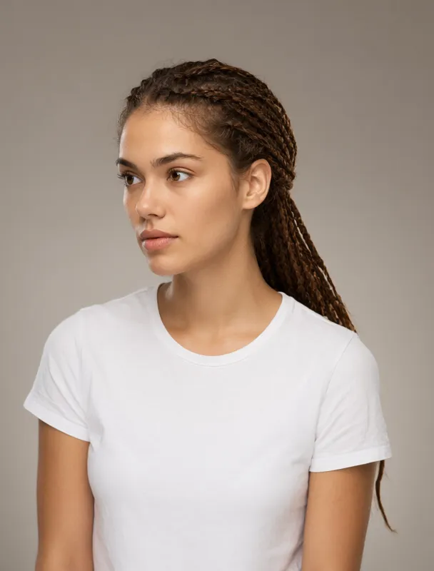 braids gathered at the crown by qwen image 2.1