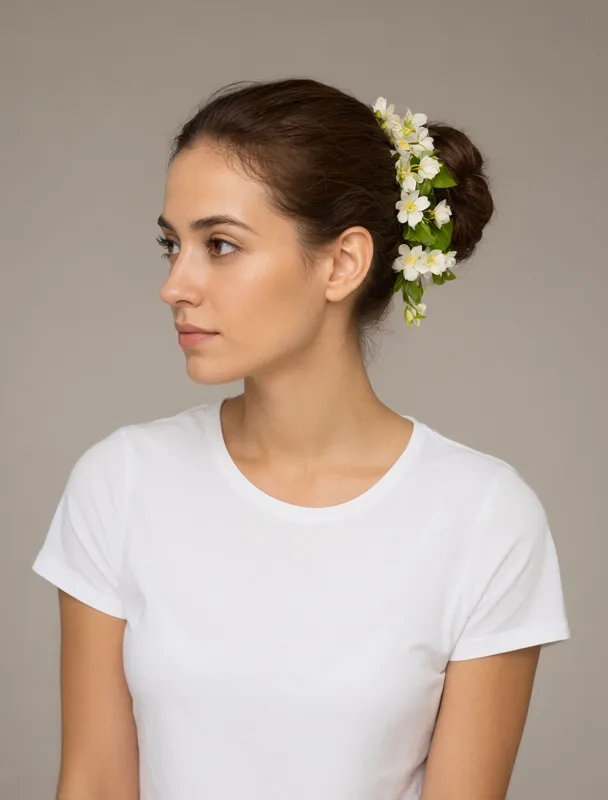 bun wrapped with jasmine strands by qwen image 2.1