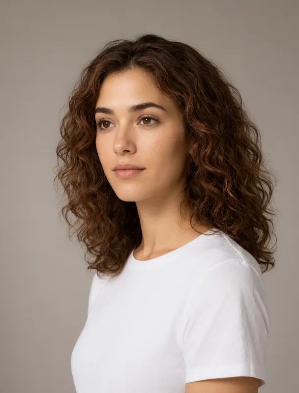 center parted loose curls by qwen image 2.1