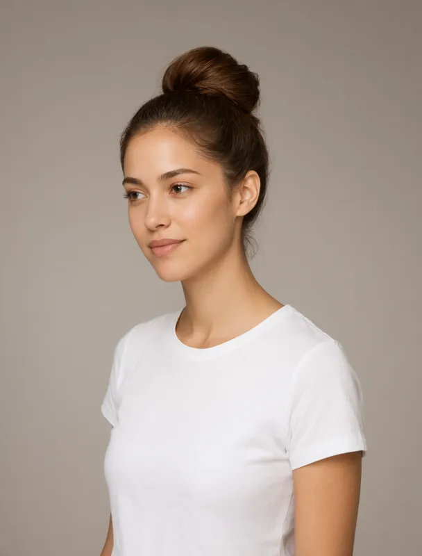 high bun under a chada crown by qwen image 2.1