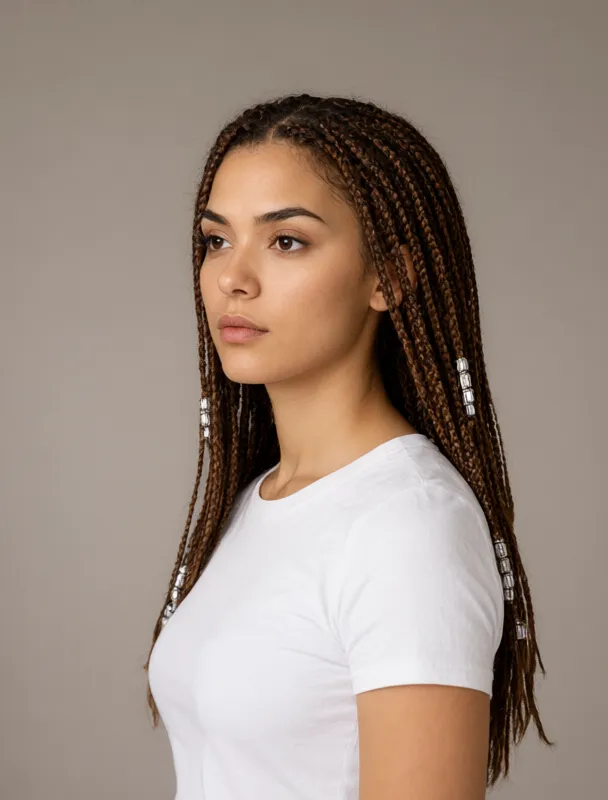 long braids with silver beads by qwen image 2.1