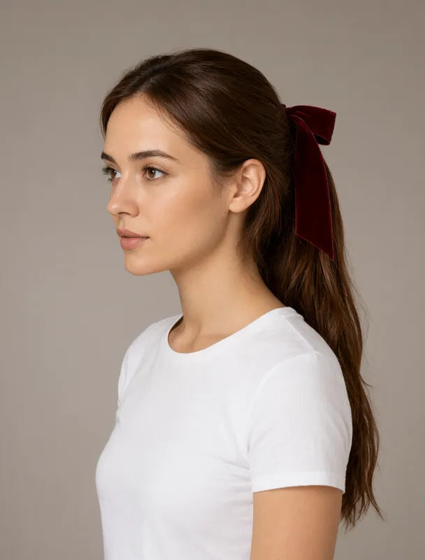 long hair tied with a velvet ribbon by qwen image 2.1