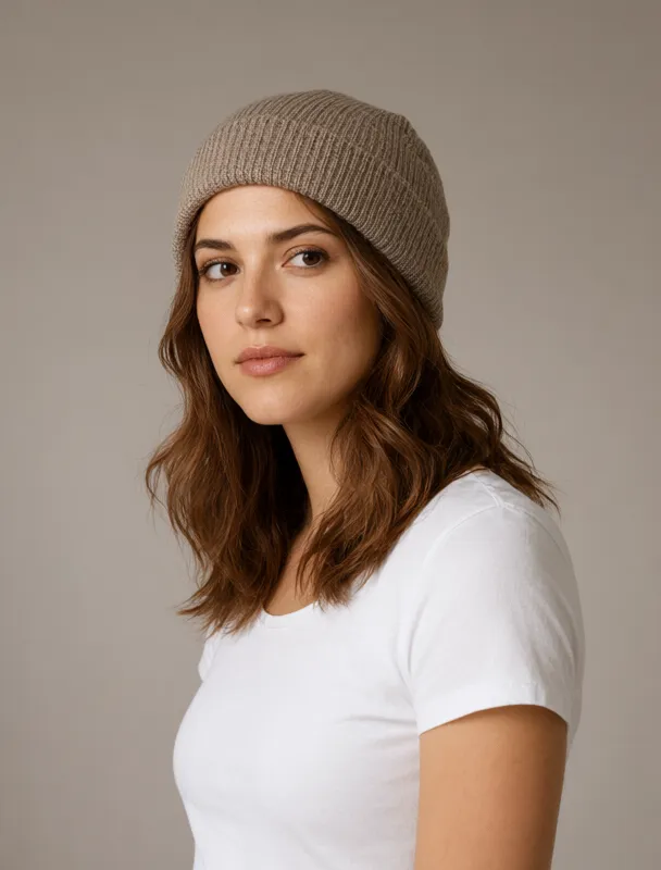 loose waves under a knit toque by qwen image 2.1